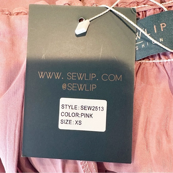 Sewlip Pink Cupro Round Bottom Dress Size XS Smocked Neck Modest Midi Length NEW - Picture 7 of 9